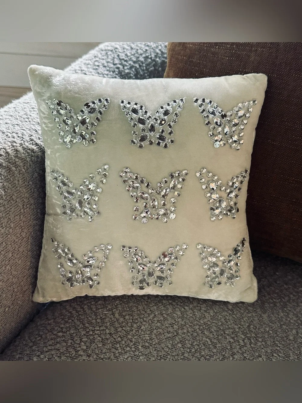 Pottery Barn Kids Monique Lhuillier Velvet Crystal Butterfly Decorative Pillow